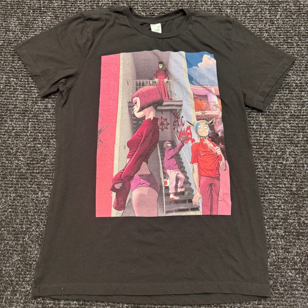 Gorillaz Cracker Island The Static Channel Black Graphic T-Shirt Mens Medium